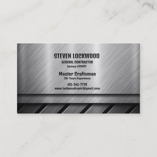 Algemeen Aannemer Hammer Saw Blade Nail Zilver Visitekaartje (Achterkant)