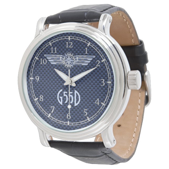 Algemeen Air Pilot Wings Compass Monogram Horloge (Gekanteld)