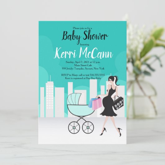 Algemeen Baby shower van mode van de stad Kaart (Staand voorkant)