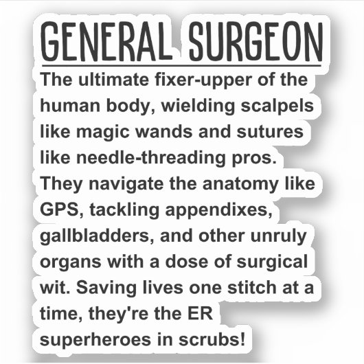 Algemeen chirurg sticker (Voorkant)