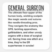 Algemeen chirurg vierkante sticker (Voorkant)