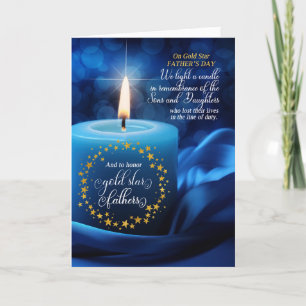 Algemeen Gold Star Vaderdag Blue Candle Feestdagen Kaart