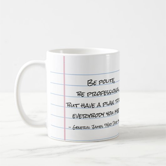 Algemeen "Mad Dog" Mattis "Wees beleefd" Quote Mok (Links)