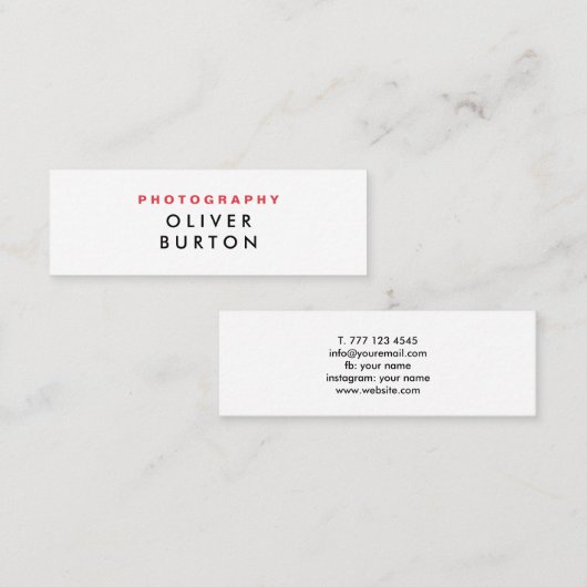 Algemeen mini-visitekaartje voor fotograaf. mini visitekaartje (Voorkant / Achterkant)