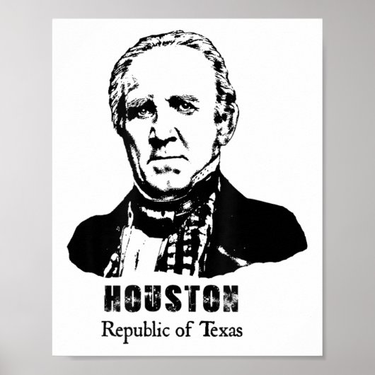 Algemeen President Sam Houston Republic Texas Revo Poster (Voorkant)