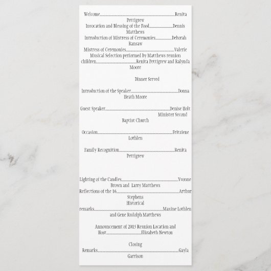 Algemeen programma programmakaart (Achterkant)