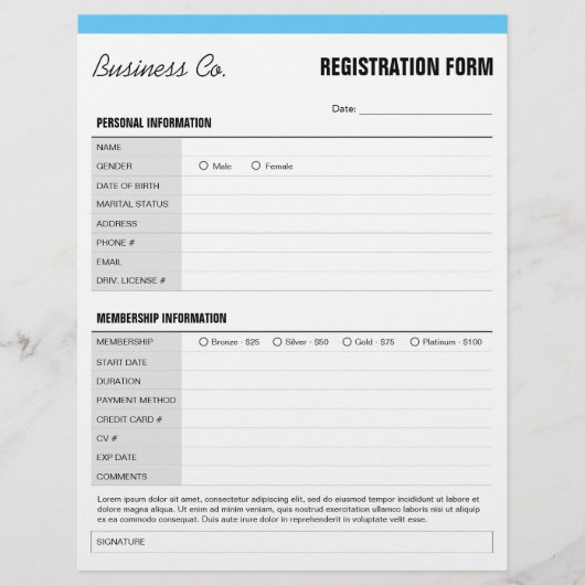 Algemeen registratieformulier  flyer (Voorkant)