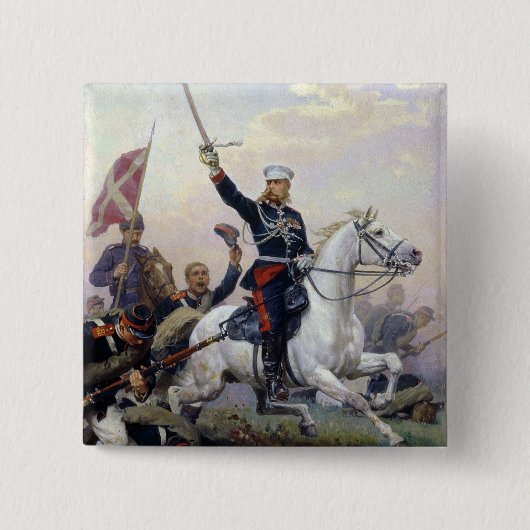 Algemeen Skobelev in het Russisch-Turks Vierkante Button 5,1 Cm (Voorkant)