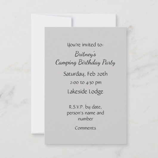 Algemeen Uitnodigen Aangepaste Grappige Camping Qu Kaart (Achterkant)