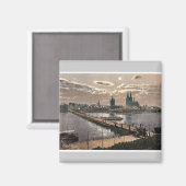 Algemeen uitzicht, bij maanlicht, Keulen, de Rijn, Magneet (Voorkant / Achterkant)