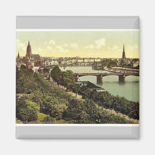 Algemeen uitzicht, de rivier en pakhuizen, Frankfo Magneet (Voorkant)