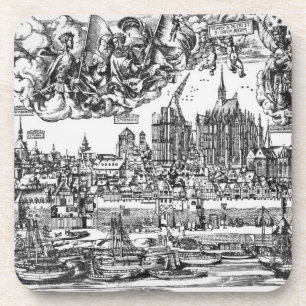 Algemeen Uitzicht Keulen, 1531 (graving) (b/w pho Bier Onderzetter