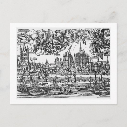 Algemeen Uitzicht Keulen, 1531 (graving) (b/w pho Briefkaart (Voorkant)