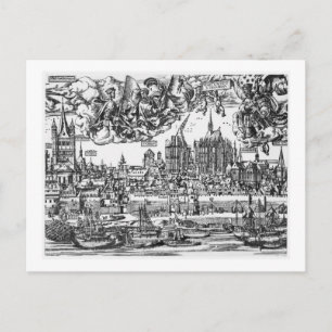 Algemeen Uitzicht Keulen, 1531 (graving) (b/w pho Briefkaart
