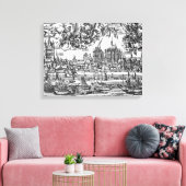 Algemeen Uitzicht Keulen, 1531 (graving) (b/w pho Canvas Afdruk (Insitu (Woonkamer))