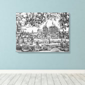 Algemeen Uitzicht Keulen, 1531 (graving) (b/w pho Canvas Afdruk (Insitu (Houten vloer))