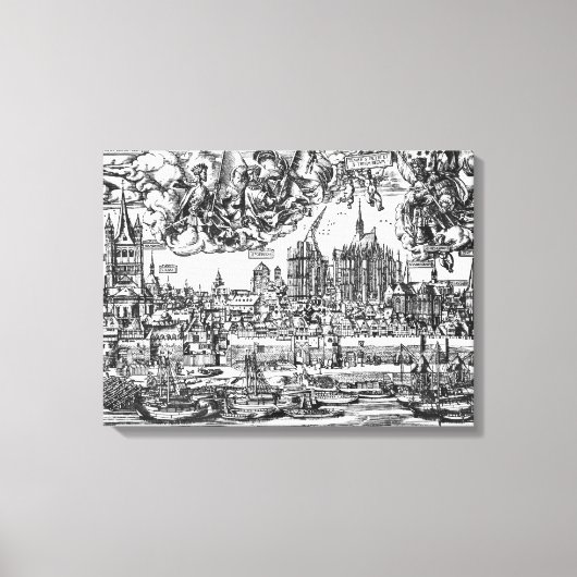 Algemeen Uitzicht Keulen, 1531 (graving) (b/w pho Canvas Afdruk (Voorkant)