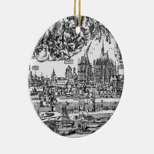 Algemeen Uitzicht Keulen, 1531 (graving) (b/w pho Keramisch Ornament (Rechts)