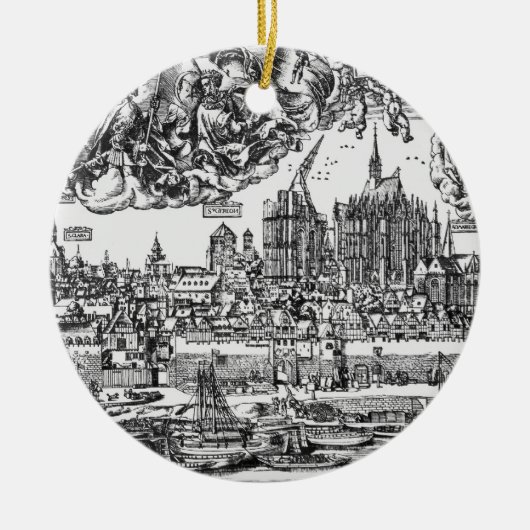 Algemeen Uitzicht Keulen, 1531 (graving) (b/w pho Keramisch Ornament (Voorkant)