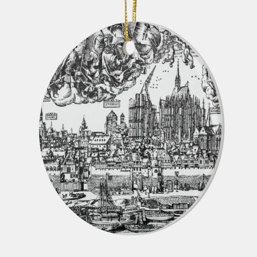 Algemeen Uitzicht Keulen, 1531 (graving) (b/w pho Keramisch Ornament (Links)