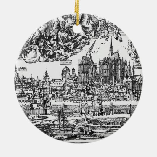 Algemeen Uitzicht Keulen, 1531 (graving) (b/w pho Keramisch Ornament (Achterkant)