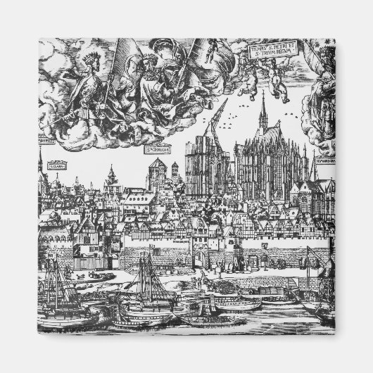 Algemeen Uitzicht Keulen, 1531 (graving) (b/w pho Magneet (Voorkant)