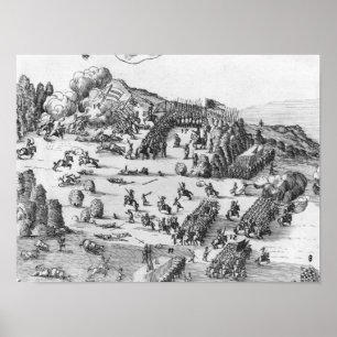 Algemeen uitzicht van de slag van Muhlberg Poster