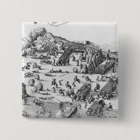 Algemeen uitzicht van de slag van Muhlberg Vierkante Button 5,1 Cm (Voorkant)