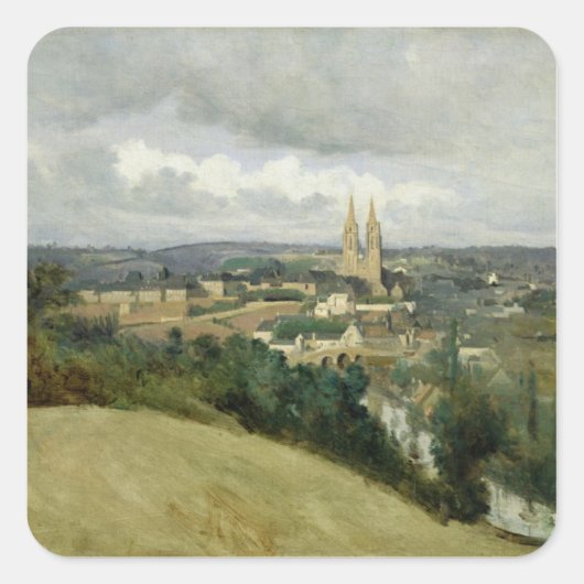 Algemeen Uitzicht van de stad Saint-Lo, c.1833 Vierkante Sticker (Voorkant)