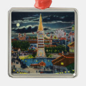Algemeen Uitzicht van het Luna Park bij nacht Metalen Ornament (Voorkant)