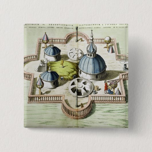 Algemeen Uitzicht van het Waarnemingscentrum Vierkante Button 5,1 Cm (Voorkant)