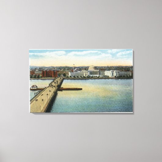 Algemeen Uitzicht van MIT en Harvard Bridge, Canvas Afdruk (Voorkant)