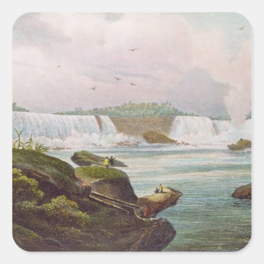 Algemeen Uitzicht van Niagara-Herfsten van Canadia Vierkante Sticker (Voorkant)