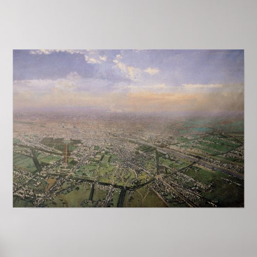 Algemeen uitzicht van Parijs van een luchtballon Poster (Voorkant)