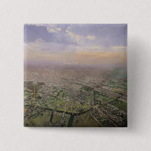 Algemeen uitzicht van Parijs van een luchtballon Vierkante Button 5,1 Cm