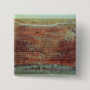 Algemeen Uitzicht van Philadelphia, 1875 Vierkante Button 5,1 Cm
