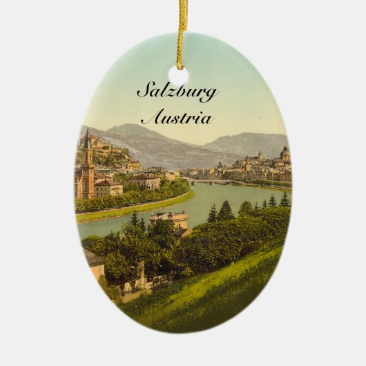 Algemeen Uitzicht van Salzburg, Oostenrijk Keramisch Ornament (Voorkant)