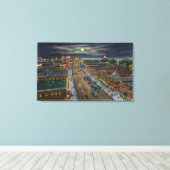 Algemeen Uitzicht van Surf Avenue te Night Canvas Afdruk (Insitu (Houten vloer))