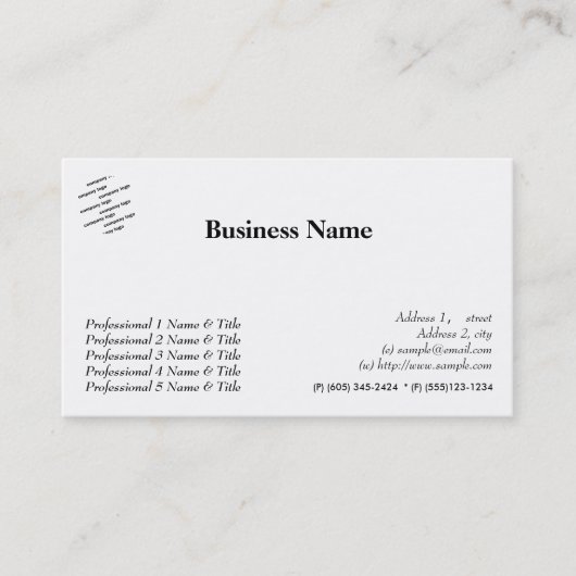 Algemeen visitekaartje afsprakenkaartje (Voorkant)