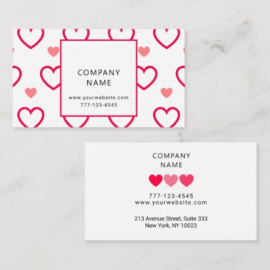 Algemeen visitekaartje met liefdeshart. (Voorkant / Achterkant)