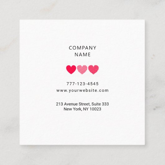 Algemeen visitekaartje met liefdeshart. (Achterkant)