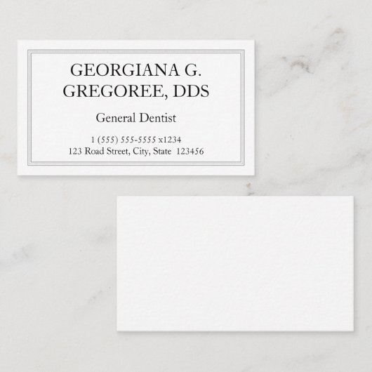 Algemeen Visitekaartje van basisgeblindeerd tandhe (Voorkant / Achterkant)