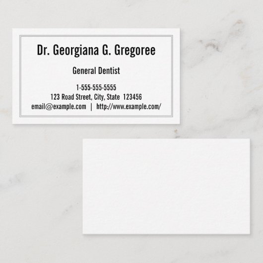 Algemeen Visitekaartje van basisgeblindeerd tandhe (Voorkant / Achterkant)