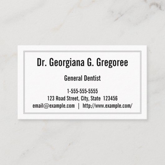 Algemeen Visitekaartje van basisgeblindeerd tandhe (Voorkant)