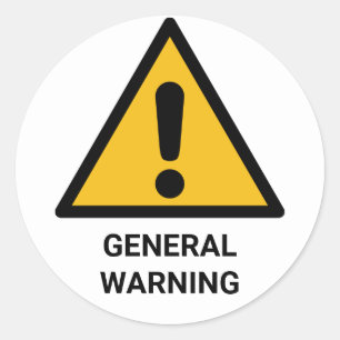 Algemeen waarschuwingsetiket, gevarenaanduiding ronde sticker