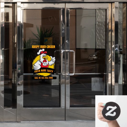 Algemene Aangepaste Gebakken Kip Front Raamsticker (Kantoordeur)