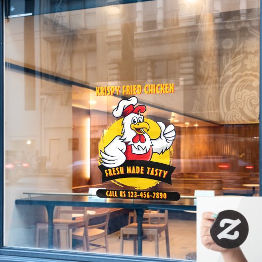 Algemene Aangepaste Gebakken Krokan Kip Voorzijde Raamsticker (Cafe Raam)