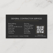 Algemene Aannemer Black Gold QR-code Visitekaartje (Achterkant)