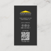 Algemene aannemer bouw gele driehoek visitekaartje (Achterkant)