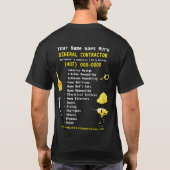 Algemene Aannemer HandyMan Doe-Het-Zelf Sjabloon T-shirt (Achterkant)